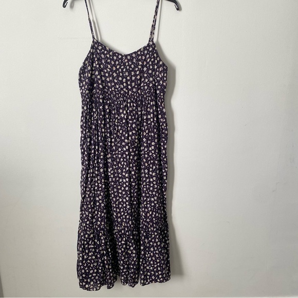 Madewell Dark indigo Ditsy dandelion Floral Spaghetti Strap tiered maxi Dress 10 - Picture 7 of 11